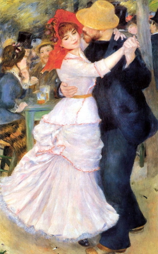 A Hot Love Story Lady Chatterly's Lover 36 Pierre Auguste Renoir romatically dancing with his girlfriend in the red hat.